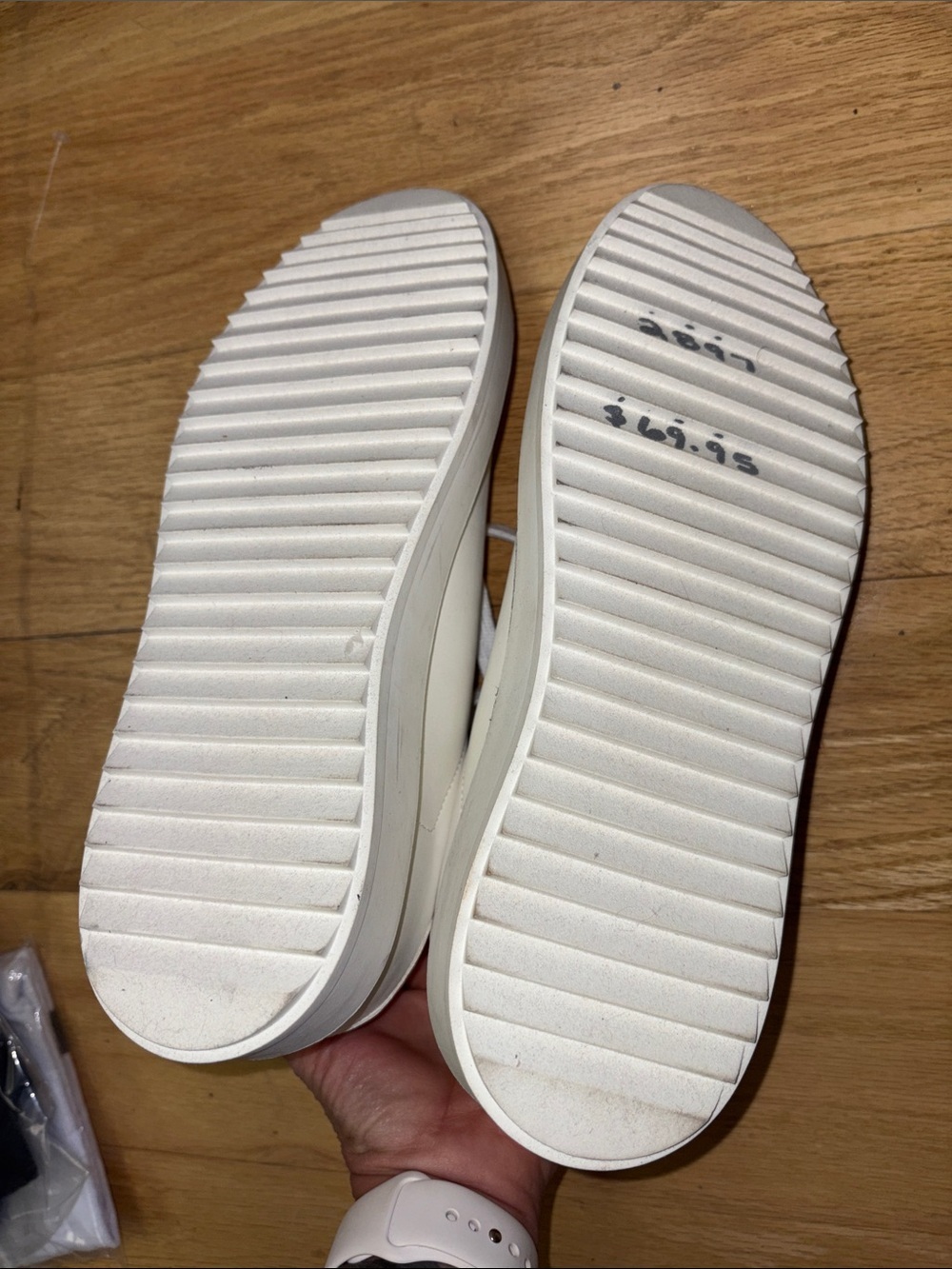 Steve Madden White Sneakers with Gold Heel Accent - Picture 3 of 8